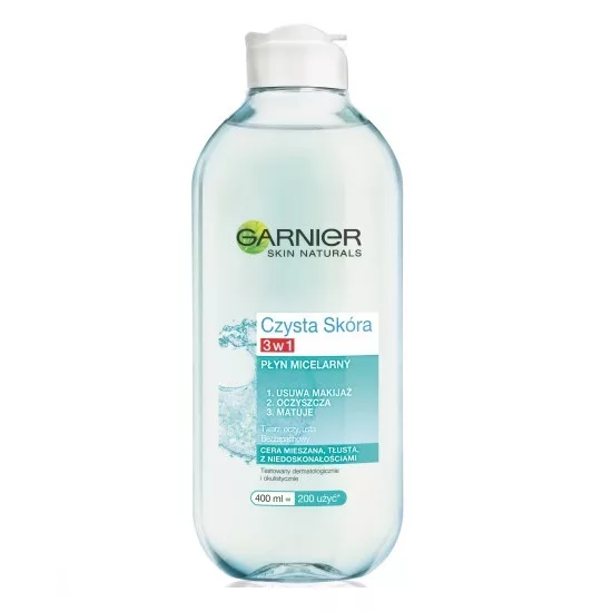 Garnier Czysta Skóra Płyn Micelarny 3w1 dla skóry mieszanej, tłustej i z niedoskonałościami 400ml