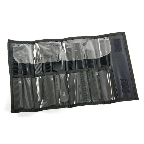 Fox Line Black, zestaw grzebieni w etui, 9 szt.