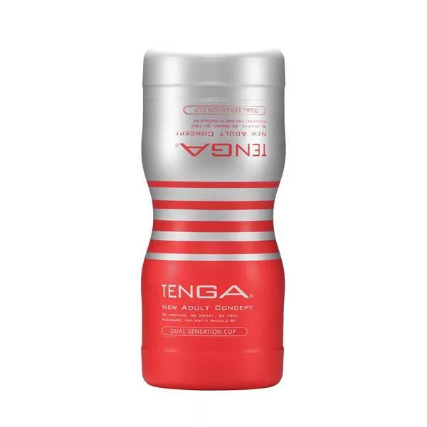 Tenga Dual Sensation Cup jednorazowy masturbator z dwoma otworami Medium