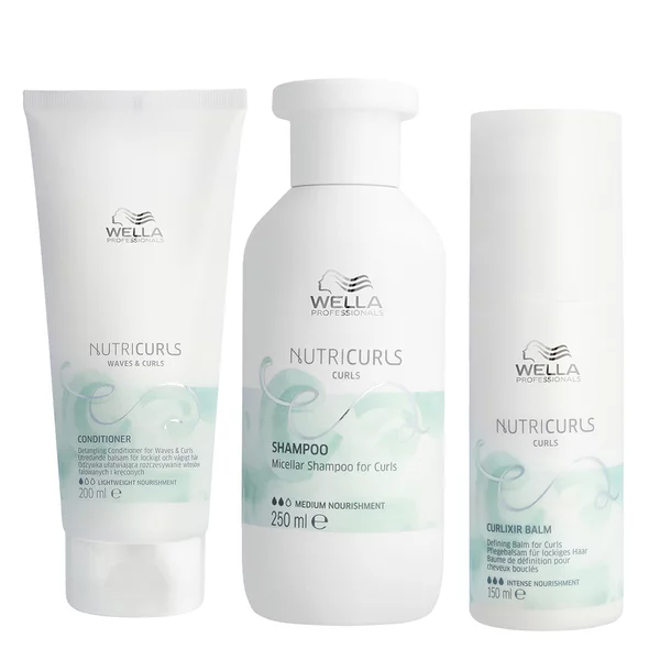 Wella Nutricurls, zestaw do włosów kręconych, szampon + odżywka + balsam
