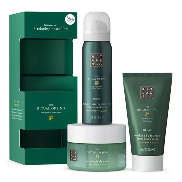 Rituals The Ritual of Jing zestaw prezentowy, peeling + pianka pod prysznic + krem do ciała