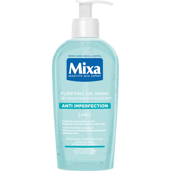 Mixa Przeciw niedoskonałościom, żel do mycia twarzy przeciw niedoskonałościom, 200ml