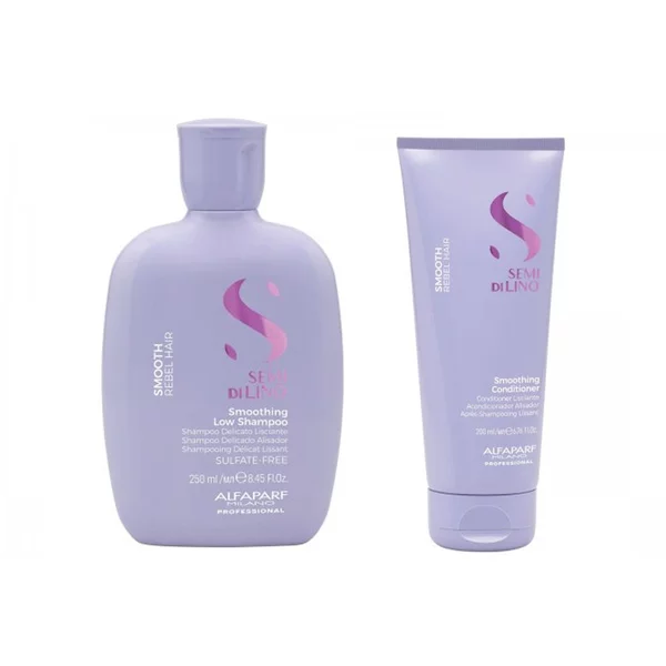 Alfaparf Milano Semi di Lino Smooth, zestaw wygładzający, szampon + odżywka