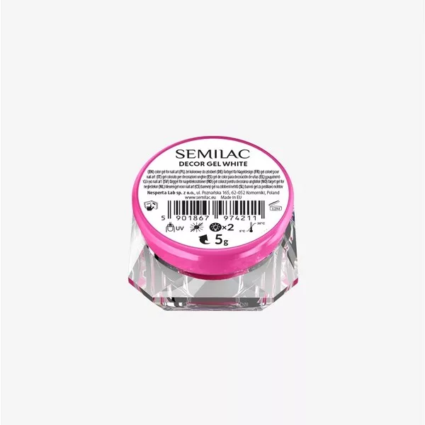 Semilac Decor Gel White, pasta do zdobień, 5g