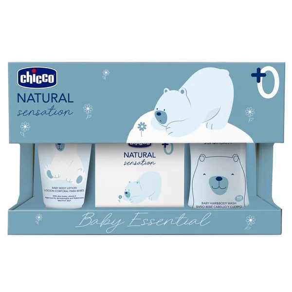 Chicco Natural Sensation Baby Essential zestaw płyn do ciała i włosów 200ml + balsam do ciała 150ml + woda perfumowana 100ml (U)