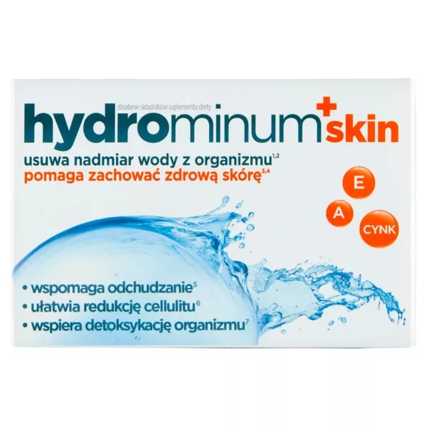 Hydrominum Skin suplement diety usuwający nadmiar wody z organizmu oraz pomagający zachować zdrową skórę 30 tabletek