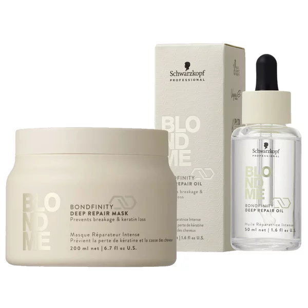 Schwarzkopf BlondMe Bondfinity, zestaw głęboko regenerujący włosy blond, maska + olejek