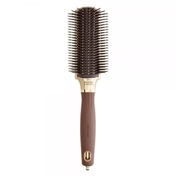 Olivia Garden Expert Style Control, antystatyczna szczotka do włosów, Nylon Bristles Gold&Brown