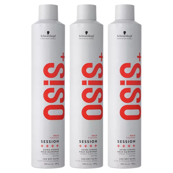 Schwarzkopf OSIS+ Session, lakier bardzo mocno utrwalający fryzurę, wielopak, 3x500ml