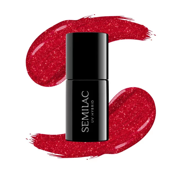 Semilac lakier hybrydowy 025 Glitter Red, 7ml