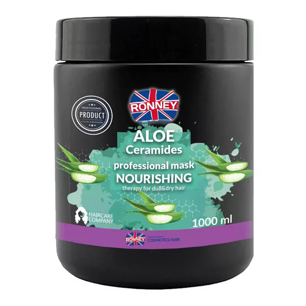 Ronney Professional Mask Nourshing Aloe Ceramides, Maska nawilżająca do włosów matowych i suchych ALOE 1000ml