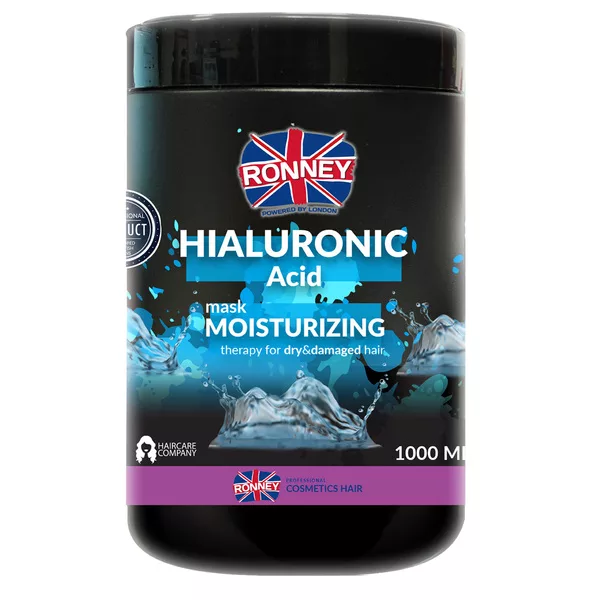 Ronney Professional Mask Hialuronic Complex Moinsturizing, Maska nawilżająca do włosów suchych i zniszczonych 1000ml