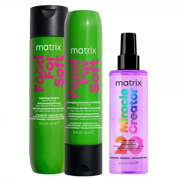 Matrix Food For Soft, zestaw intensywnie nawilżający: szampon + odżywka + miracle creator