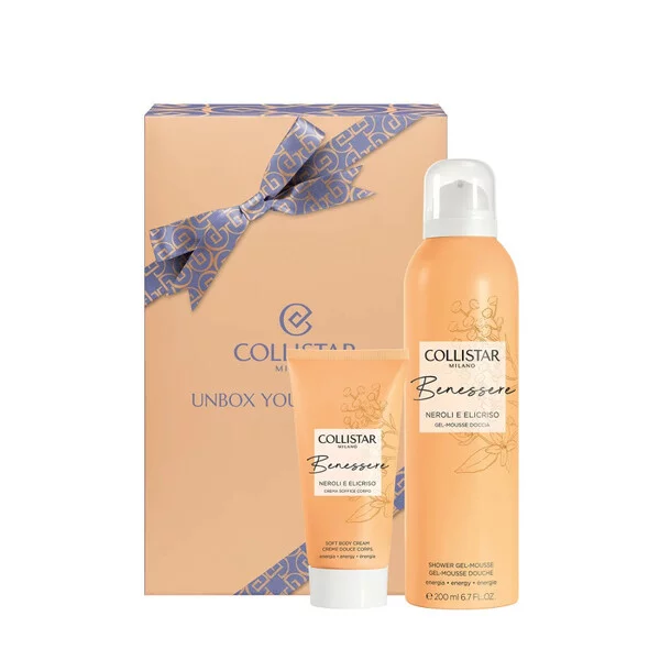 Collistar Unbox Your Wellness zestaw żel-mus pod prysznic 200ml + puszysty krem do ciała 50ml