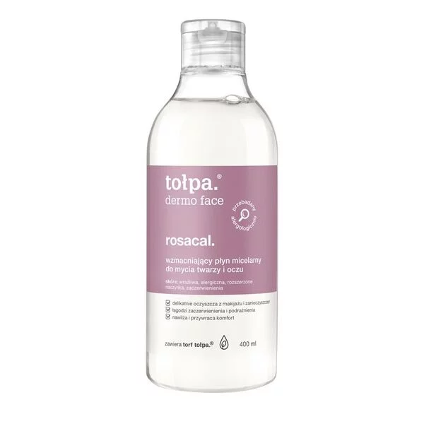 Tołpa Dermo Face Rosacal, wzmacniający płyn micelarny do mycia twarzy i oczu, 400ml