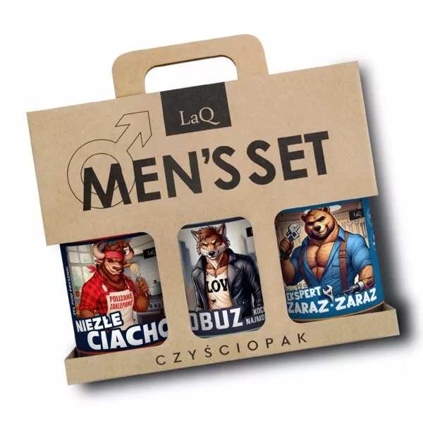 LaQ Czyściopak męski zestaw do ciała, Niezłe ciacho/Łobuz kocha najmocniej/Ekspert zaraz zaraz, 3x500ml