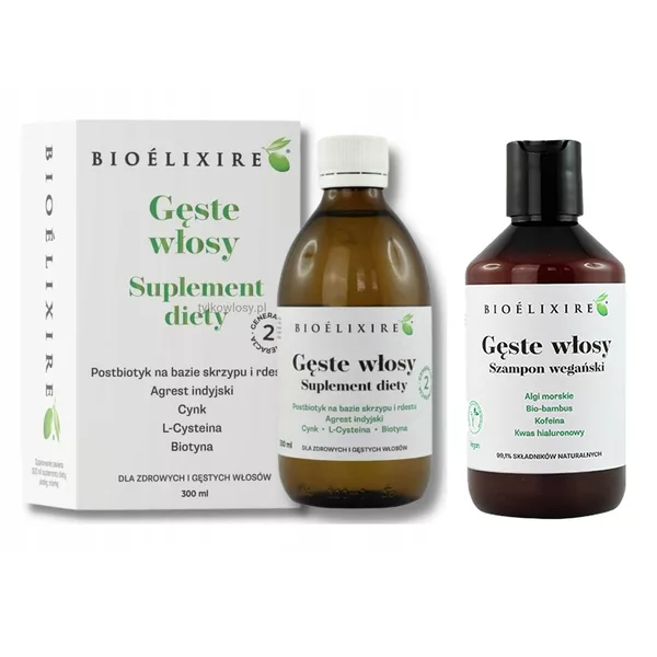 Bioelixire, zestaw przeciw wypadaniu włosów "Gęste Włosy", szampon + suplement w syropie