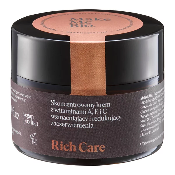 Make Me Bio Rich Care, skoncentrowany krem do twarzy z wit. A, E i C, wzmacniający i redukujący zaczerwienienia, 50ml