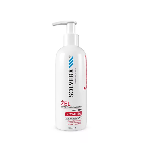 Solverx Rosacea żel do mycia i demakijażu do skóry z trądzikiem różowatym 200ml