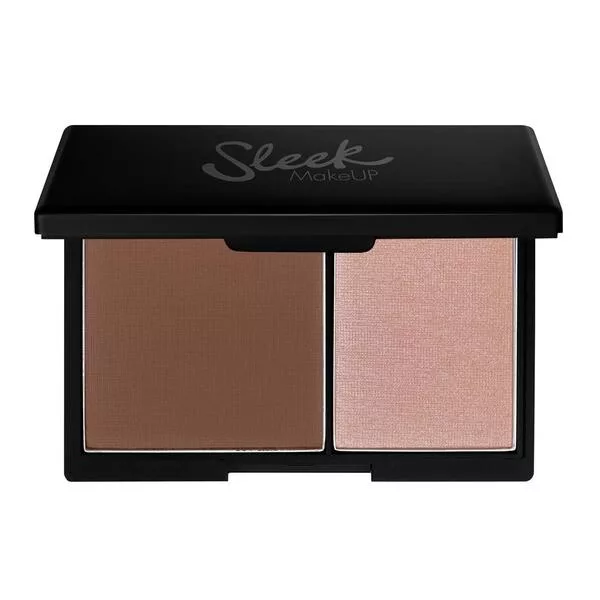 Sleek Makeup Face Contour Kit, paleta do konturowania 2 w 1 bronzer+rozświetlacz, Light