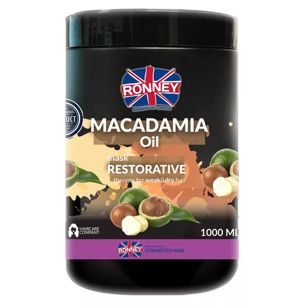 Ronney Professional Mask Macadamia Oil Restorative Therapy, Maska wzmacniająca do włosów suchych i łamliwych 1000ml
