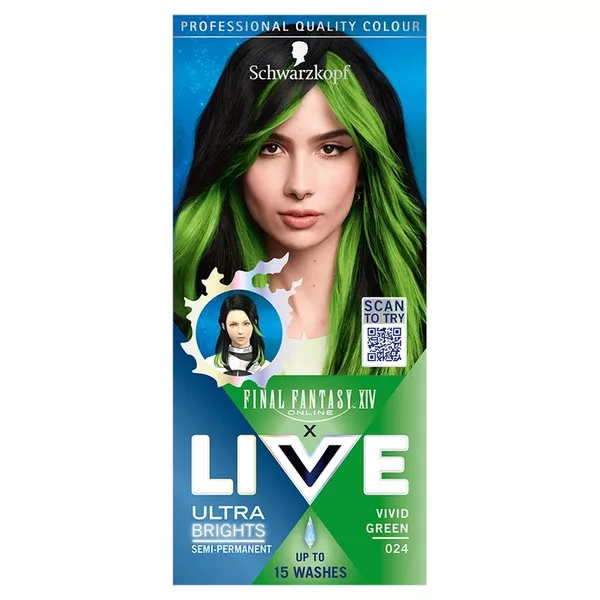Schwarzkopf Live Ultra Brights X Final Fantasy XIV Online farba do włosów 024 Vivid Green