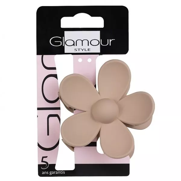 Glamour Klamra do włosów w kształcie kwiatka Beżowa
