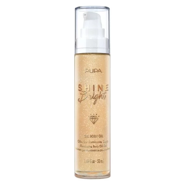 Pupa Shine Bright, rozświetlający, żelowy olejek do ciała, gold diamond, 50ml