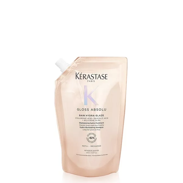 Kerastase Gloss Absolu Hydra Glaze Refill, szampon nawilżająco-nabłyszczający do włosów puszących się, 500ml