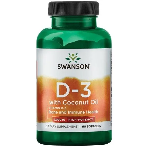 Swanson Witamina D-3 2000IU z olejem z koko