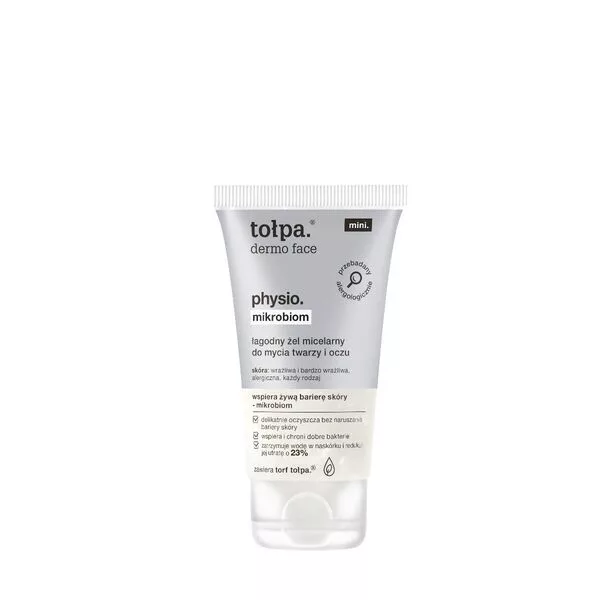Tołpa Dermo Face Physio, mikrobiom łagodny żel micelarny do mycia twarzy i oczu mini, 75ml