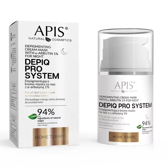 Apis Depiq Pro System, depigmentująca kremo-maska na noc z α-arbutyną 1%, 50ml