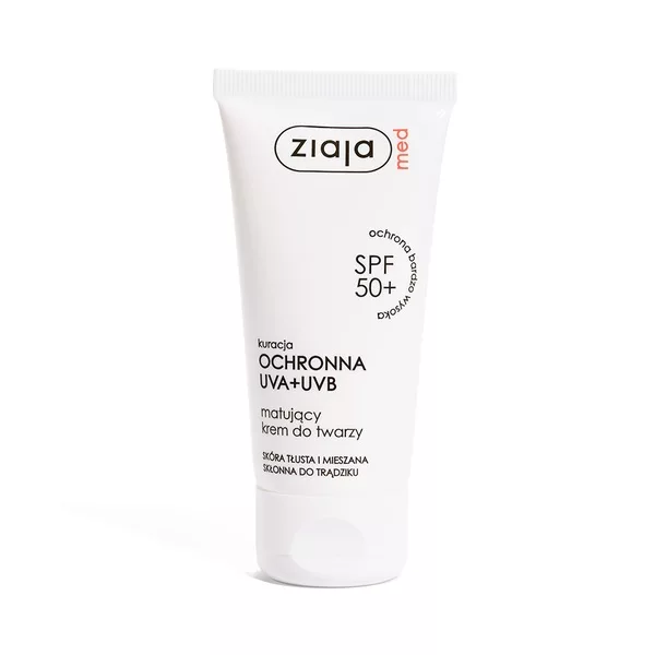 Ziaja Med Kuracja ochronna, SPF 50+ matujący krem do twarzy, 50ml