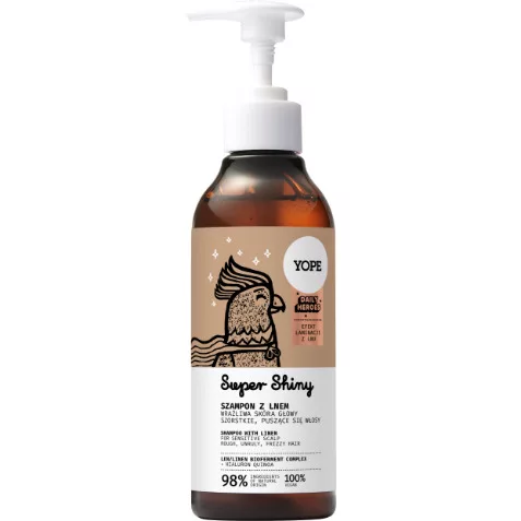 Yope Daily Heroes Super Shiny, szampon z lnem dla wrażliwych i puszących się włosów, 300ml