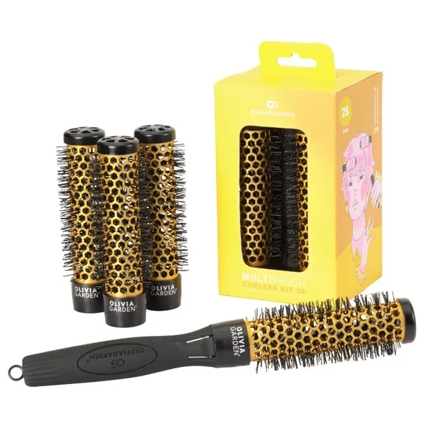 Olivia Garden Multibrush Curlers Kit, zestaw szczotek do włosów, 25mm, 4 szt.