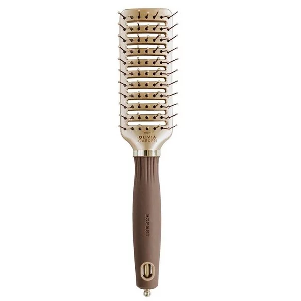Olivia Garden Expert Style Vent, szczotka do włosów z nylonowym włosiem, Nylon Bristles Gold&Brown