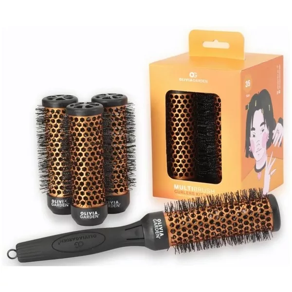 Olivia Garden Multibrush Curlers Kit, zestaw szczotek do włosów, 35mm, 4 szt.