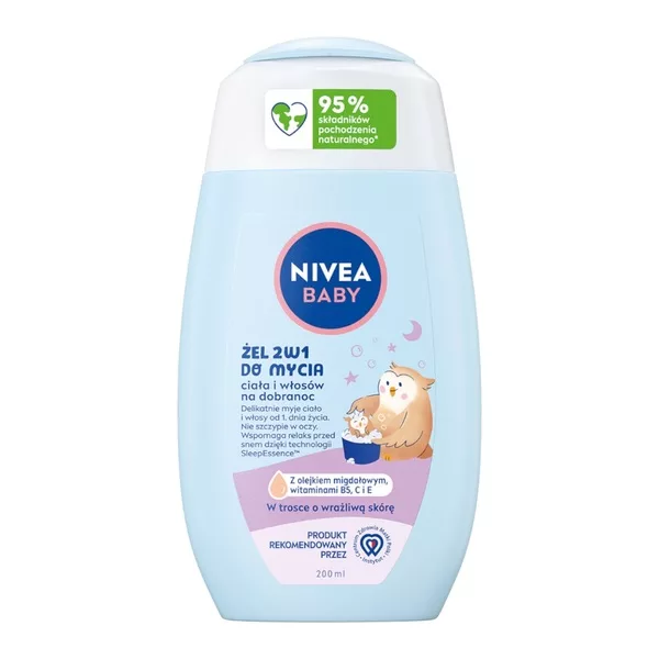 Nivea Baby żel 2w1 do mycia ciała i włosów na dobranoc dla dzieci 200ml