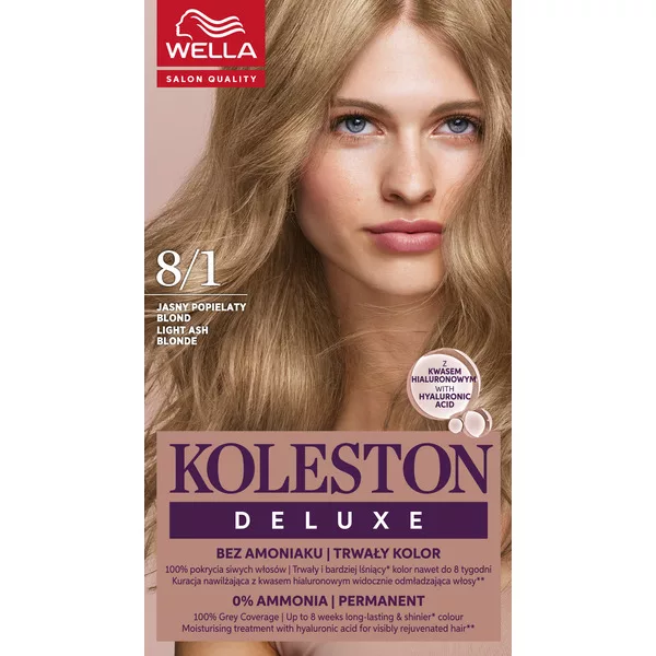 Wella Koleston Deluxe, farba do włosów, Jasny Popielaty Blond, 8/1, 100ml
