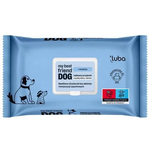 Luba my best friend DOG nawilżane chusteczki do oczyszczania i ochrony skóry i sierści 60szt