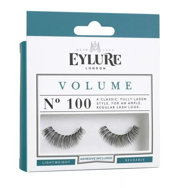 Eylure Volume, sztuczne rzęsy z klejem, efekt pogrubienia, nr 100