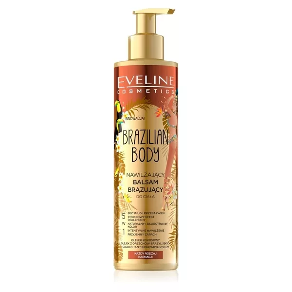 Eveline Brazilian Body, nawilżający balsam brązujący do ciała 5w1, 200ml