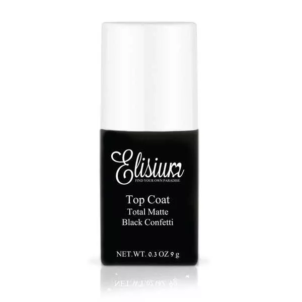 Elisium, baza pod lakiery hybrydowe Top Coat Total Matte Black Confetti, 9g