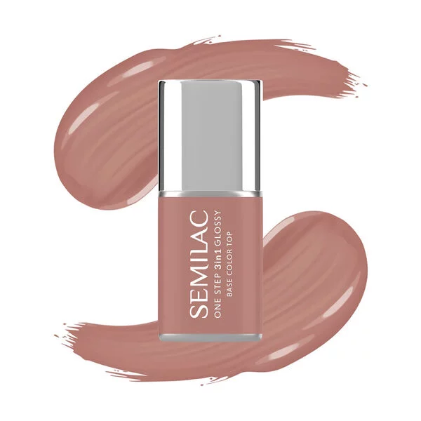 Semilac 3w1 One Step Glossy, lakier hybrydowy, S235 Peach Beige, 7ml