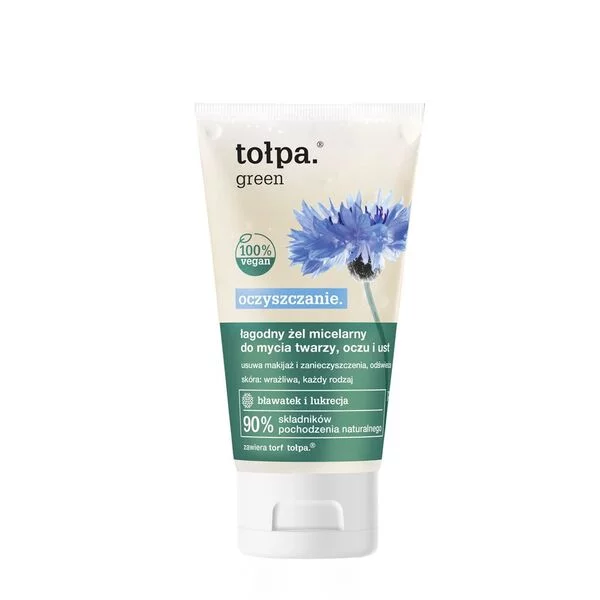 Tołpa Green, oczyszczający łagodny żel micelarny do mycia twarzy, oczu i ust, 150ml