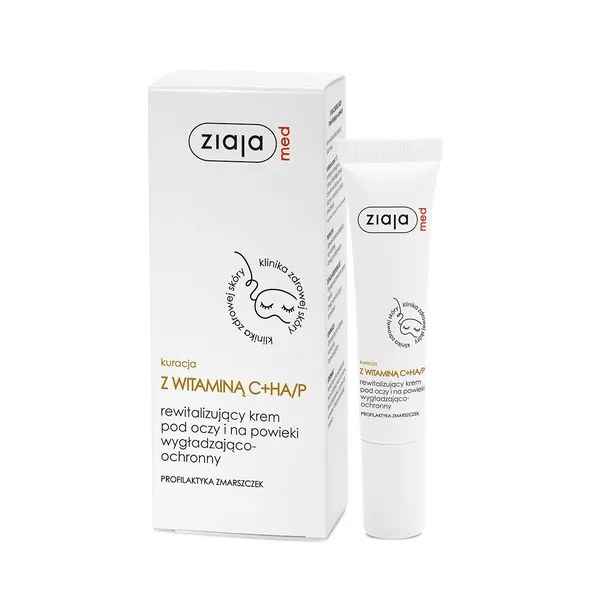 Ziaja Med Kuracja ochronna z witaminą C, ha/p rewitalizujący krem pod oczy i na powieki wygładzająco-ochronny, 15ml