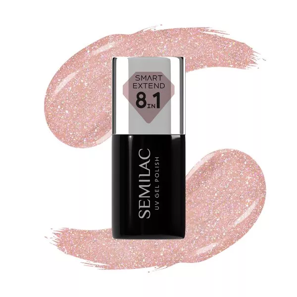 Semilac Smart Extend, lakier hybrydowy, 804 Glitter Soft Beige, 7ml