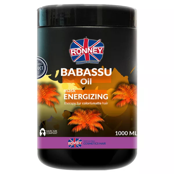 Ronney Professional Mask Babassu Oil Energizing Therapy, Maska enegretyzująca do włosów farbowanych i pozbawionych blasku 1000ml