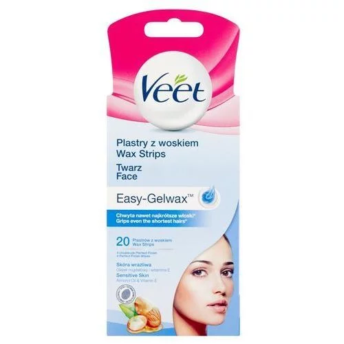 Veet Plastry z woskiem do depilacji twarzy dla skóry wrażliwej 20szt