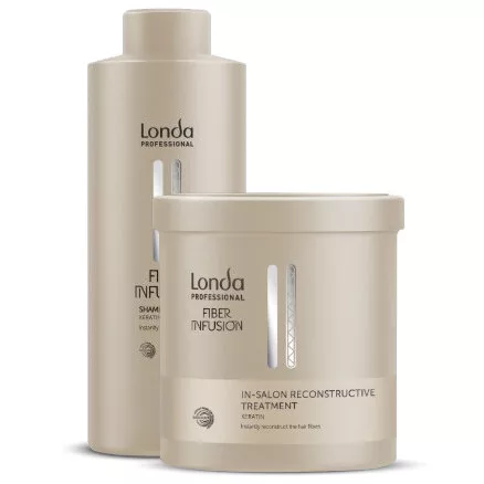 Londa Fiber Infusion, zestaw XL odbudowujący do włosów, szampon + maska